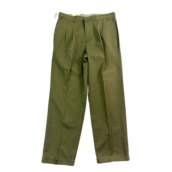 vtg Y2K Gap 38x32 Green Pleated Pants Chinos Full Cut Relaxed Fit Twill Cotton